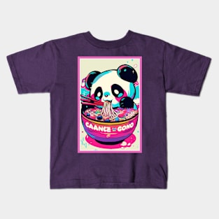 Anime Cute Panda eating Ramen | Cute Anime Panda Kawaii Design Kids T-Shirt